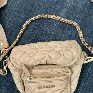 MZ Wallace Tan Quilted Crossbody Bag